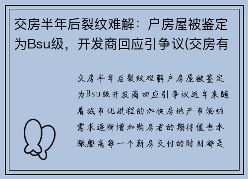 交房半年后裂纹难解：户房屋被鉴定为Bsu级，开发商回应引争议(交房有裂缝怎么办)